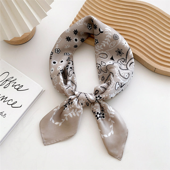 Printed satin scarf for women