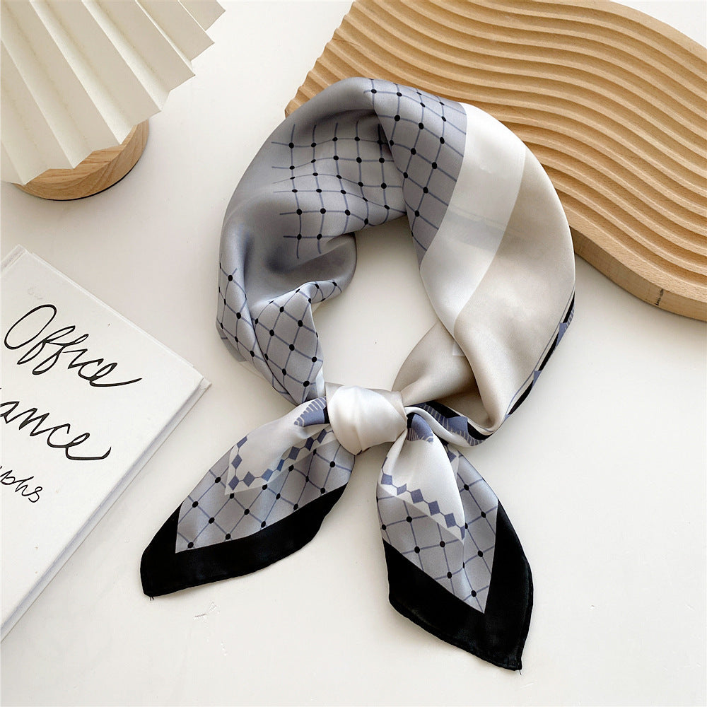 Printed satin scarf for women