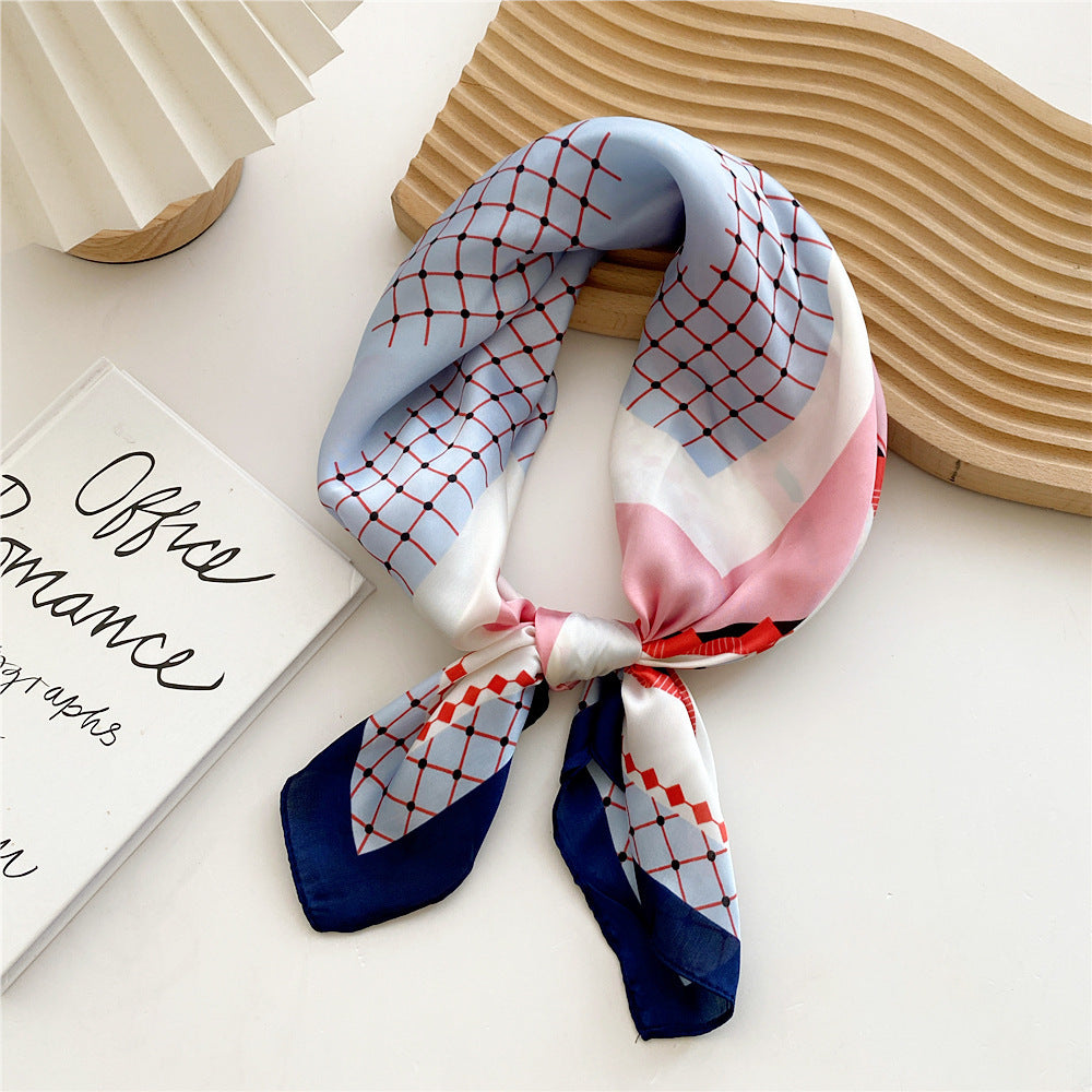 Printed satin scarf for women