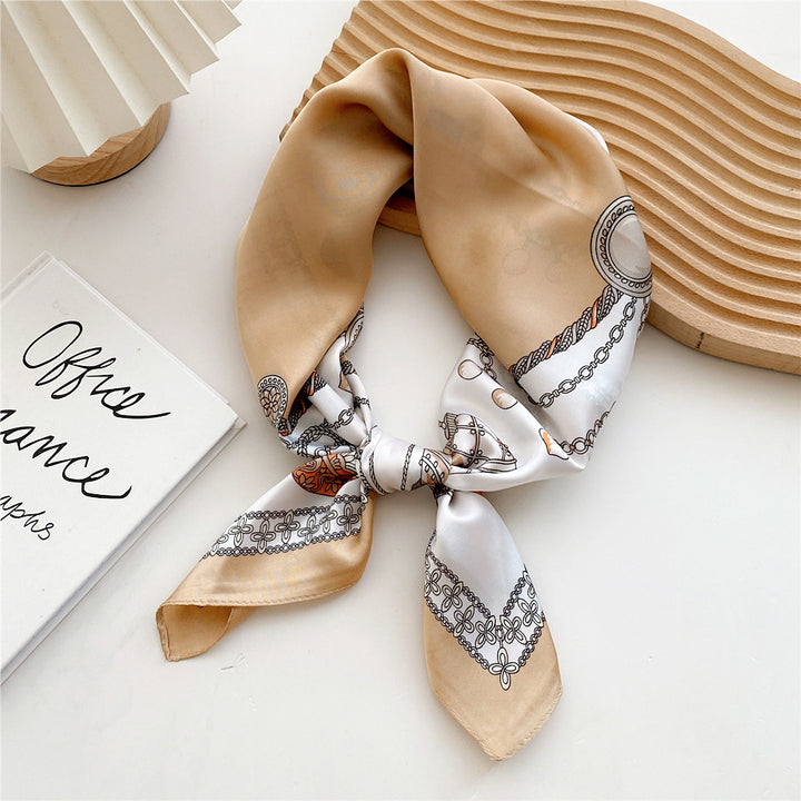 Printed satin scarf for women