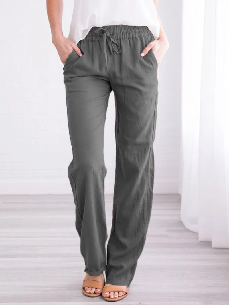 Pantaloni leggeri in cotone e lino da donna