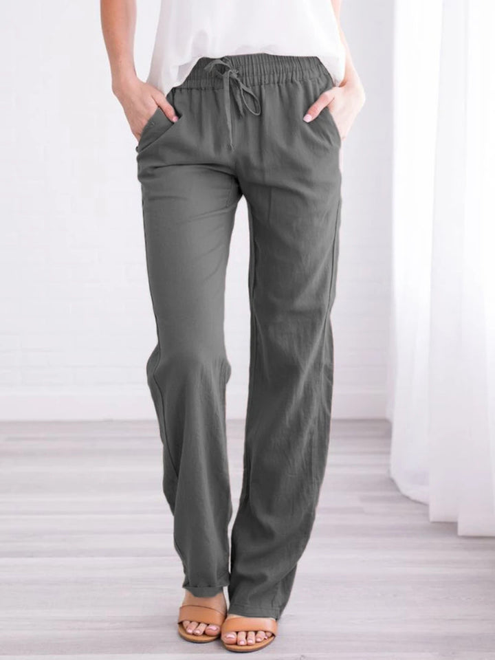 Pantaloni leggeri in cotone e lino da donna