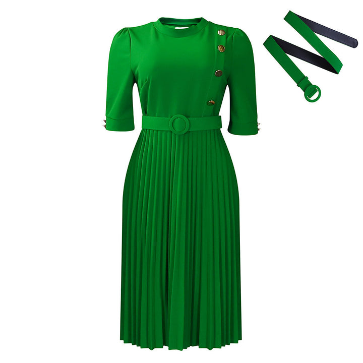 Vestido plisado con escote en V sin esfuerzo