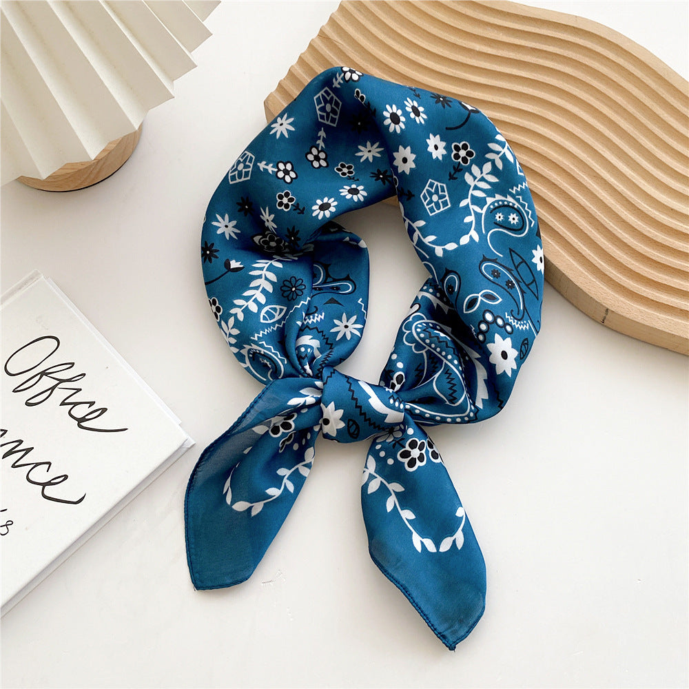 Printed satin scarf for women