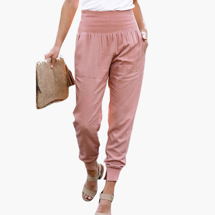 BreezFit - Pantaloni Jogger con Vita Alta e Fascia Elastica