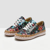 Scarpa Sneaker Floreale con Lacci Piatta per Donne