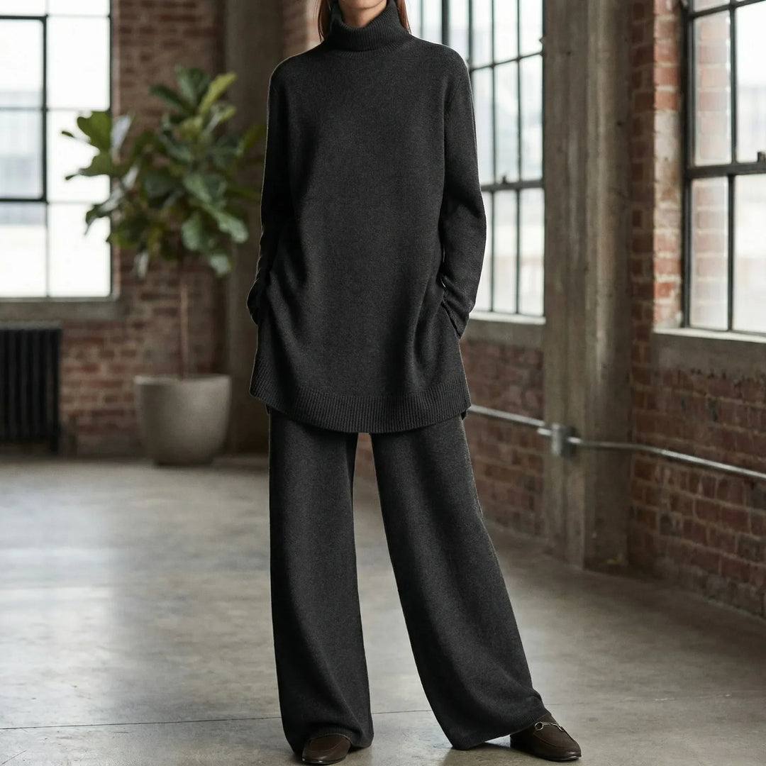 Pullova - Completo composto da maglione a collo alto e pantaloni a gamba larga