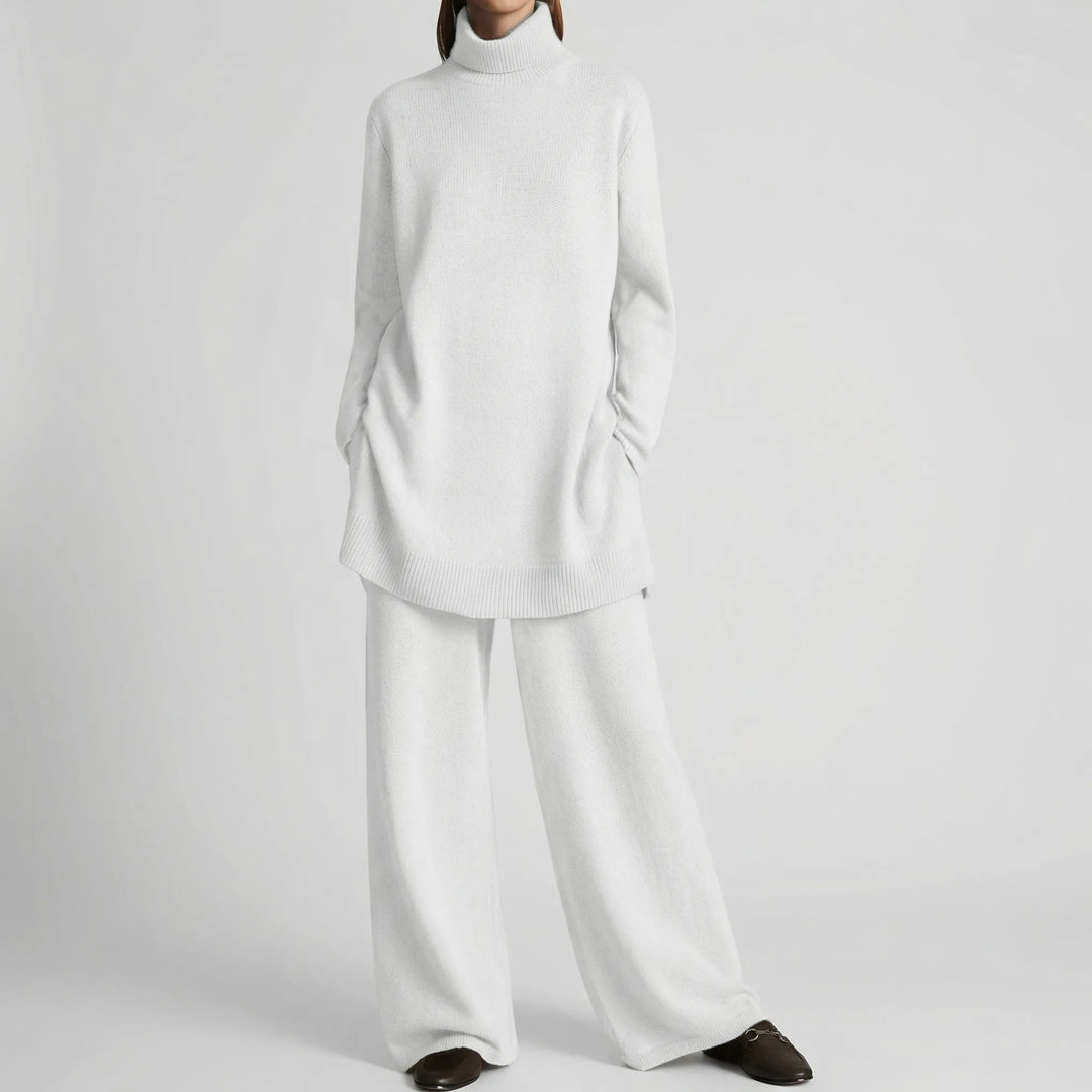 Pullova - Completo composto da maglione a collo alto e pantaloni a gamba larga