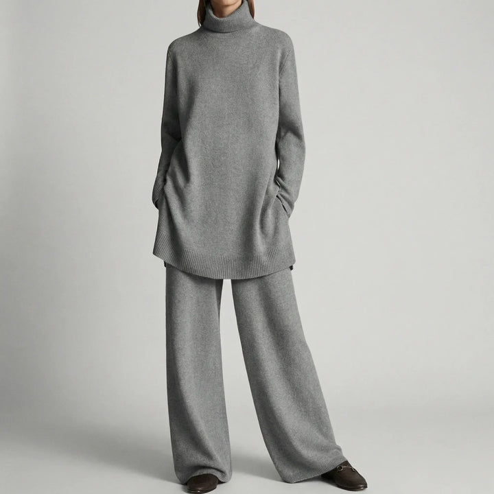 Pullova - Completo composto da maglione a collo alto e pantaloni a gamba larga