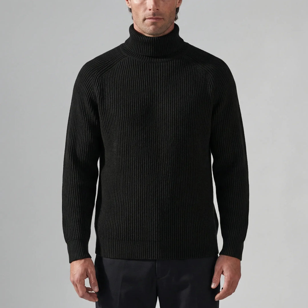 Rollnek - Maglione a collo alto a coste dalla vestibilità slim