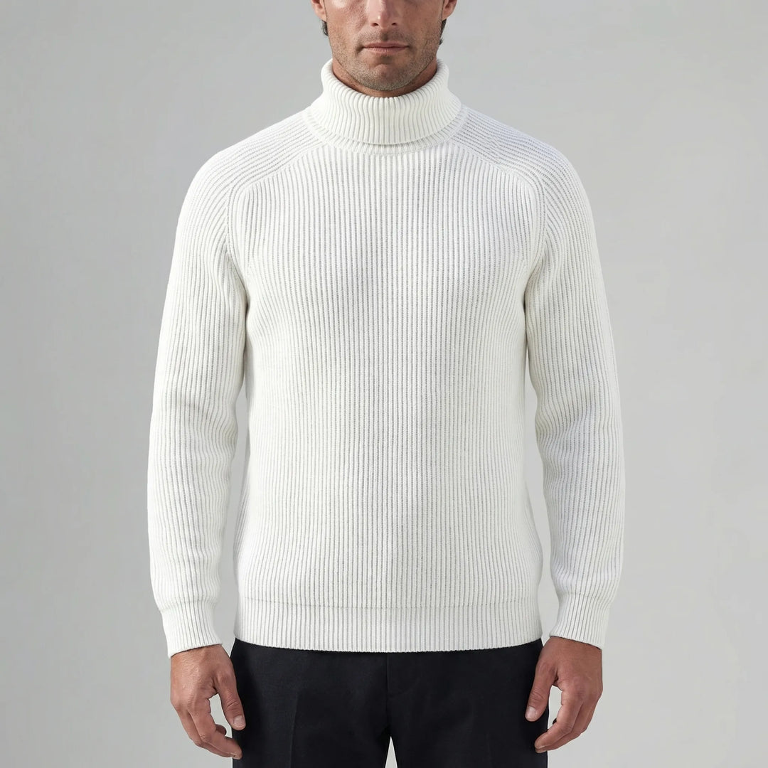 Rollnek - Maglione a collo alto a coste dalla vestibilità slim