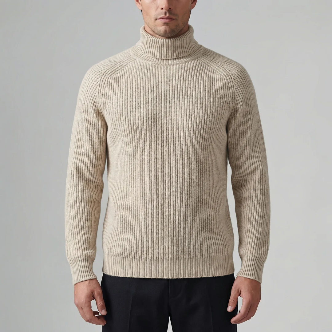 Rollnek - Maglione a collo alto a coste dalla vestibilità slim