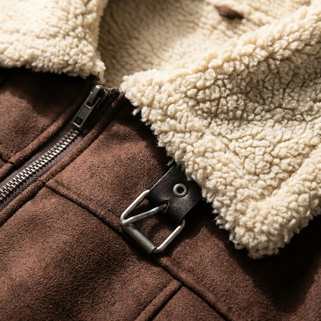 Ruvarka - Giacca da uomo con cerniera e fodera in sherpa