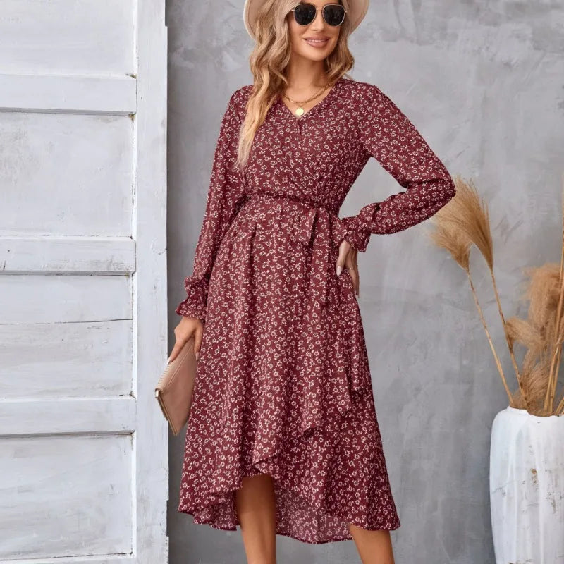 FloraLuxe - Vestido de Mujer con Estampado Floral y Cuello en V