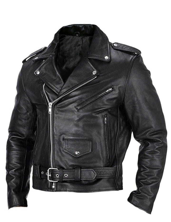 Chaqueta de motociclista de cuero para hombre