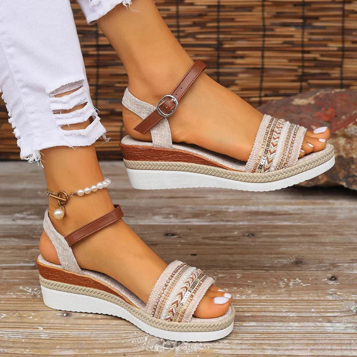 Women's wedge sandals in bohemian style