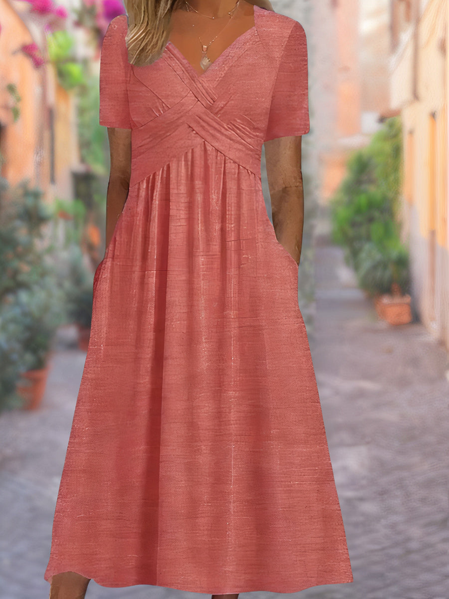 Elegant summer dress with V-neck