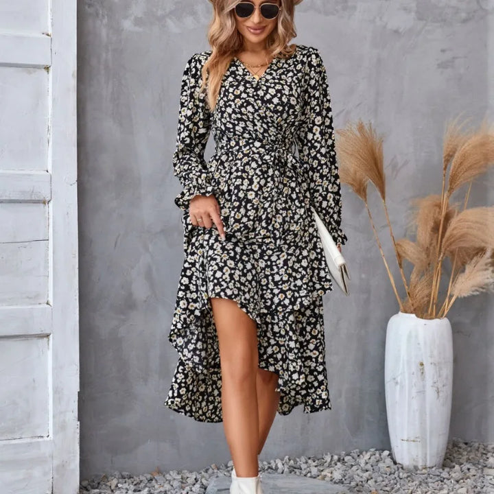 FloraLuxe - Vestido de Mujer con Estampado Floral y Cuello en V