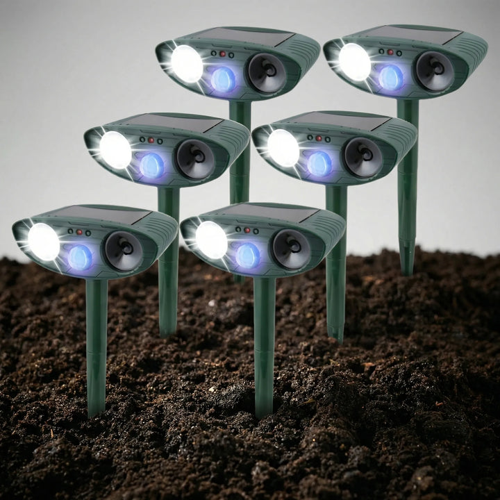 Scurrex - Paletto repellente per animali a ultrasuoni ad energia solare