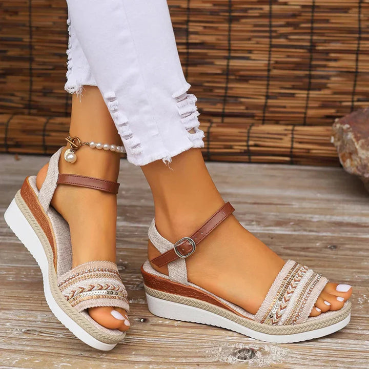Women's wedge sandals in bohemian style