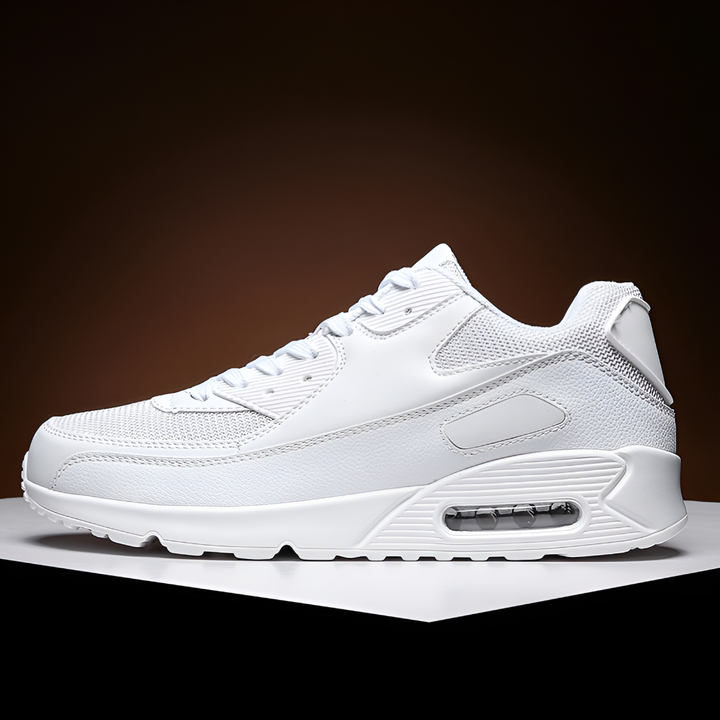 Sneakers da uomo in pelle bianca con suola alta