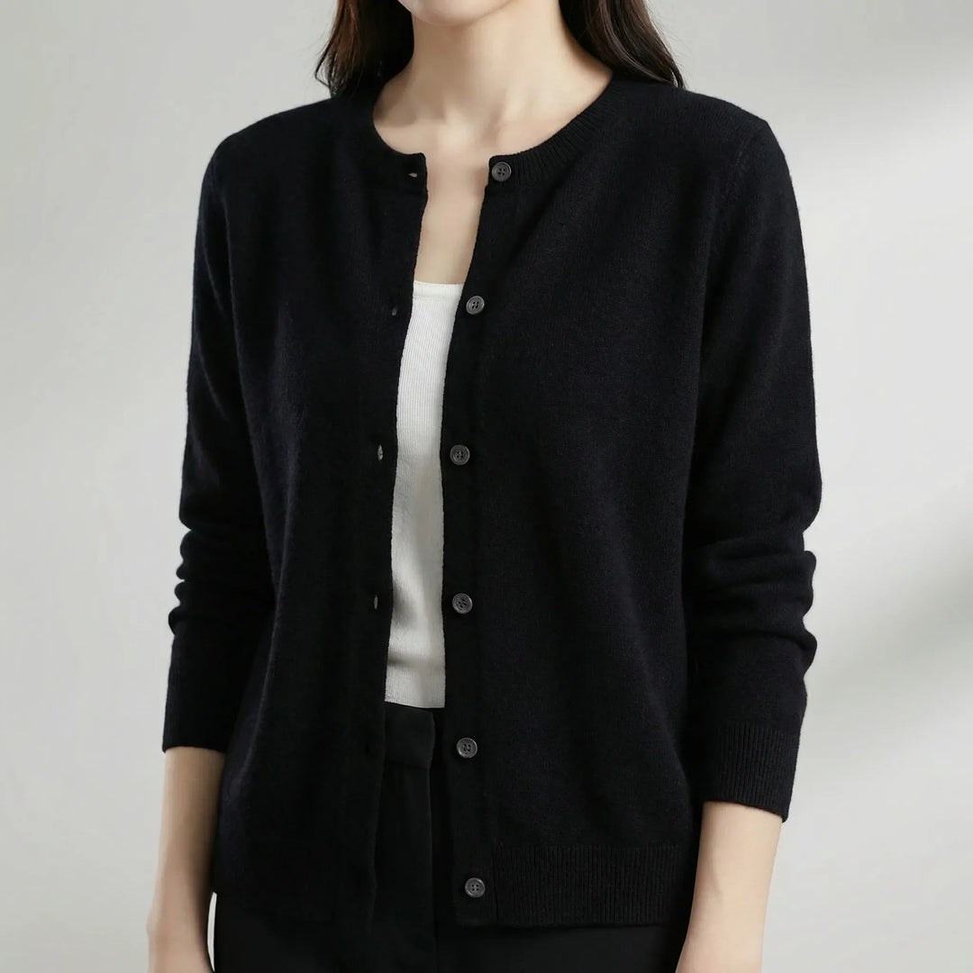Cardigan da donna Softera con scollo a O e abbottonatura frontale