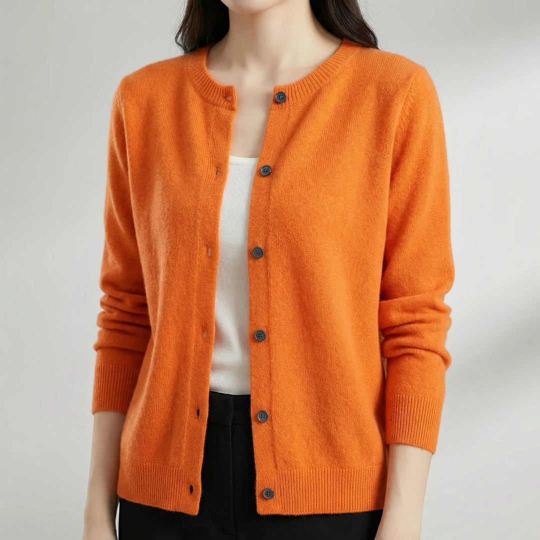 Cardigan da donna Softera con scollo a O e abbottonatura frontale