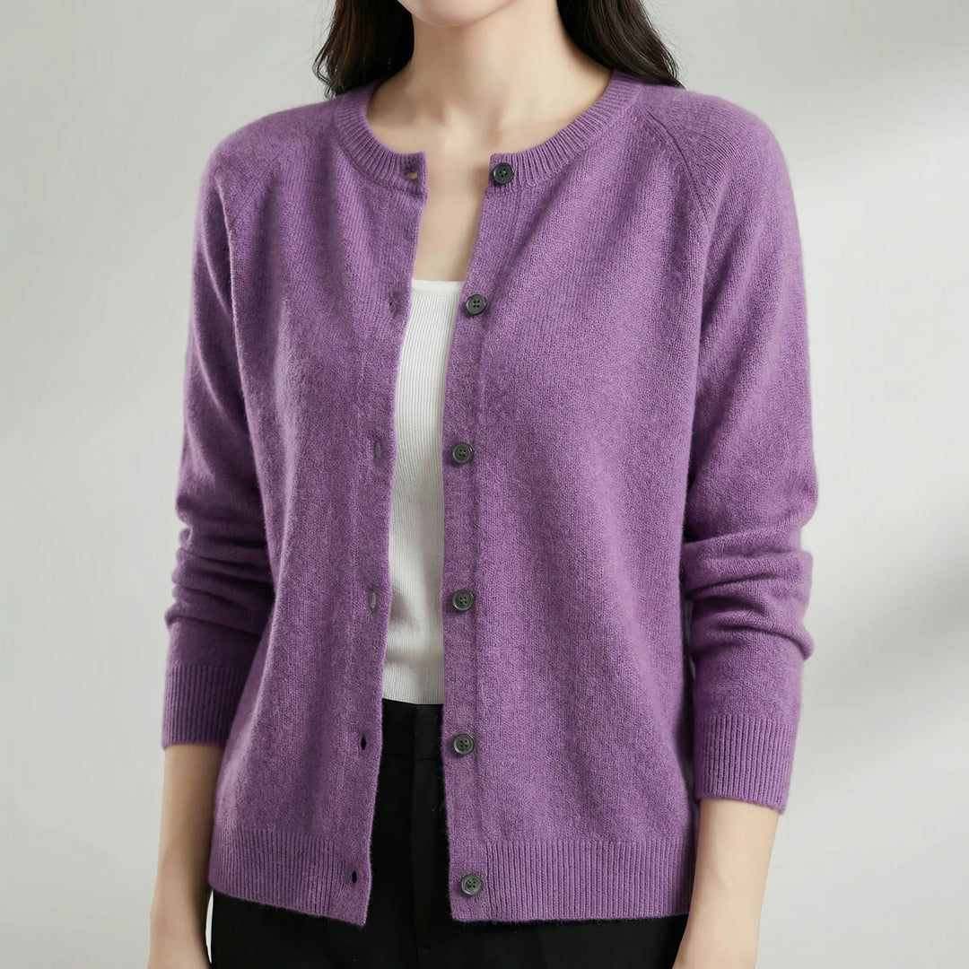 Cardigan da donna Softera con scollo a O e abbottonatura frontale