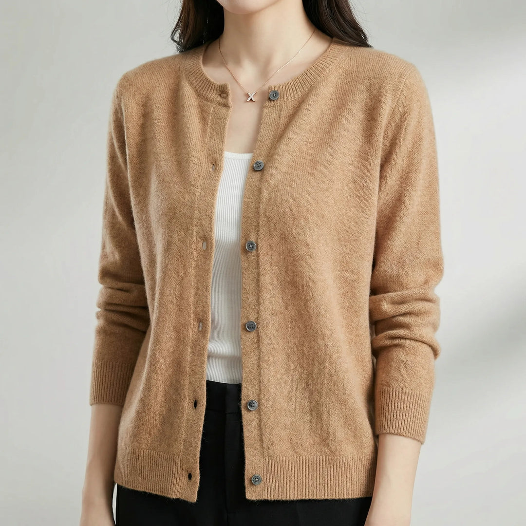 Cardigan da donna Softera con scollo a O e abbottonatura frontale