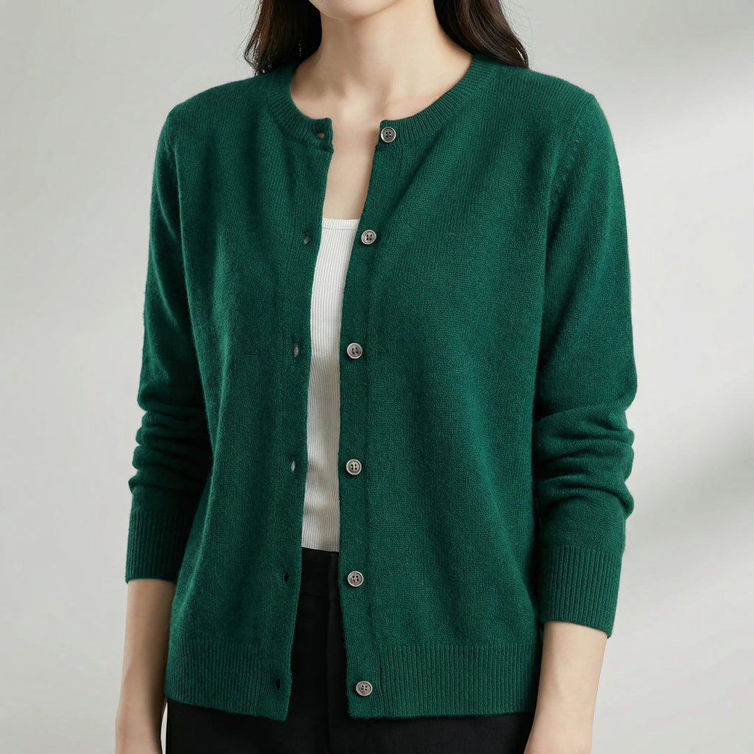 Cardigan da donna Softera con scollo a O e abbottonatura frontale