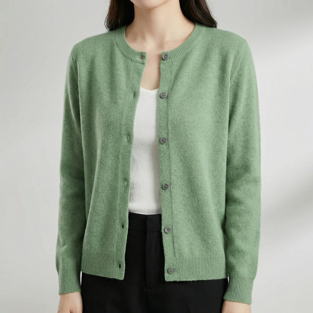 Cardigan da donna Softera con scollo a O e abbottonatura frontale