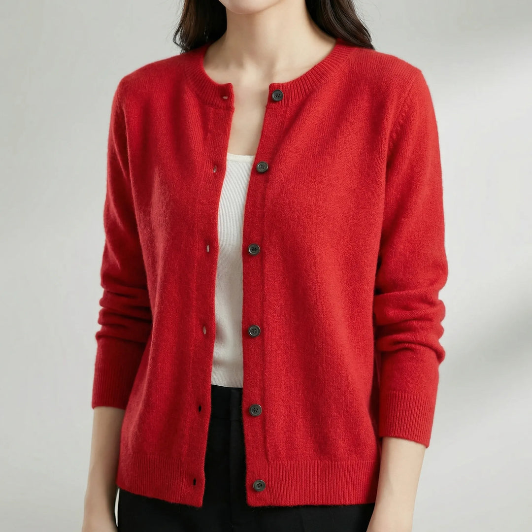 Cardigan da donna Softera con scollo a O e abbottonatura frontale