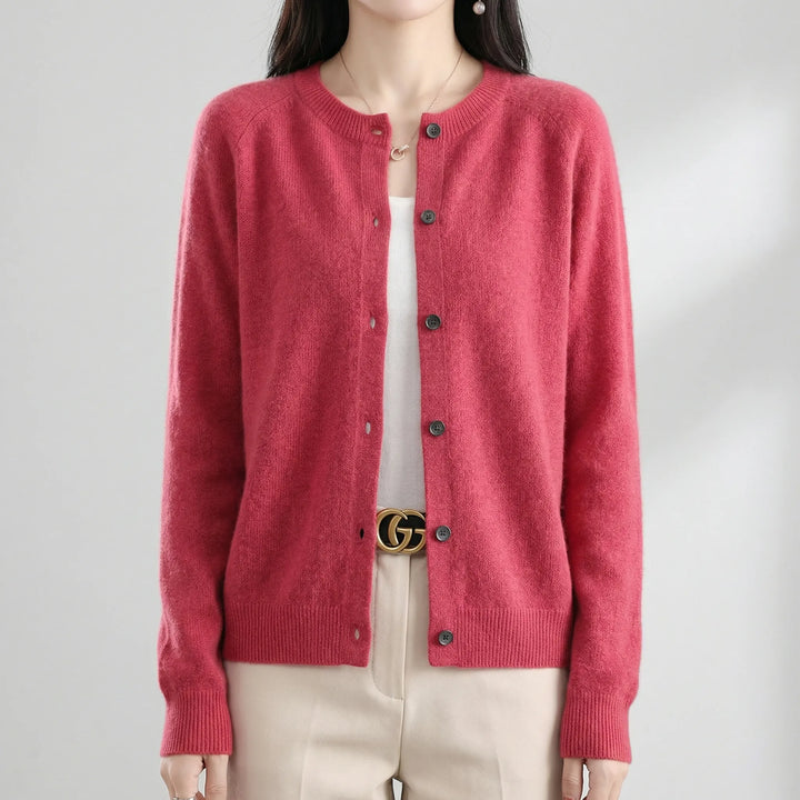 Cardigan da donna Softera con scollo a O e abbottonatura frontale