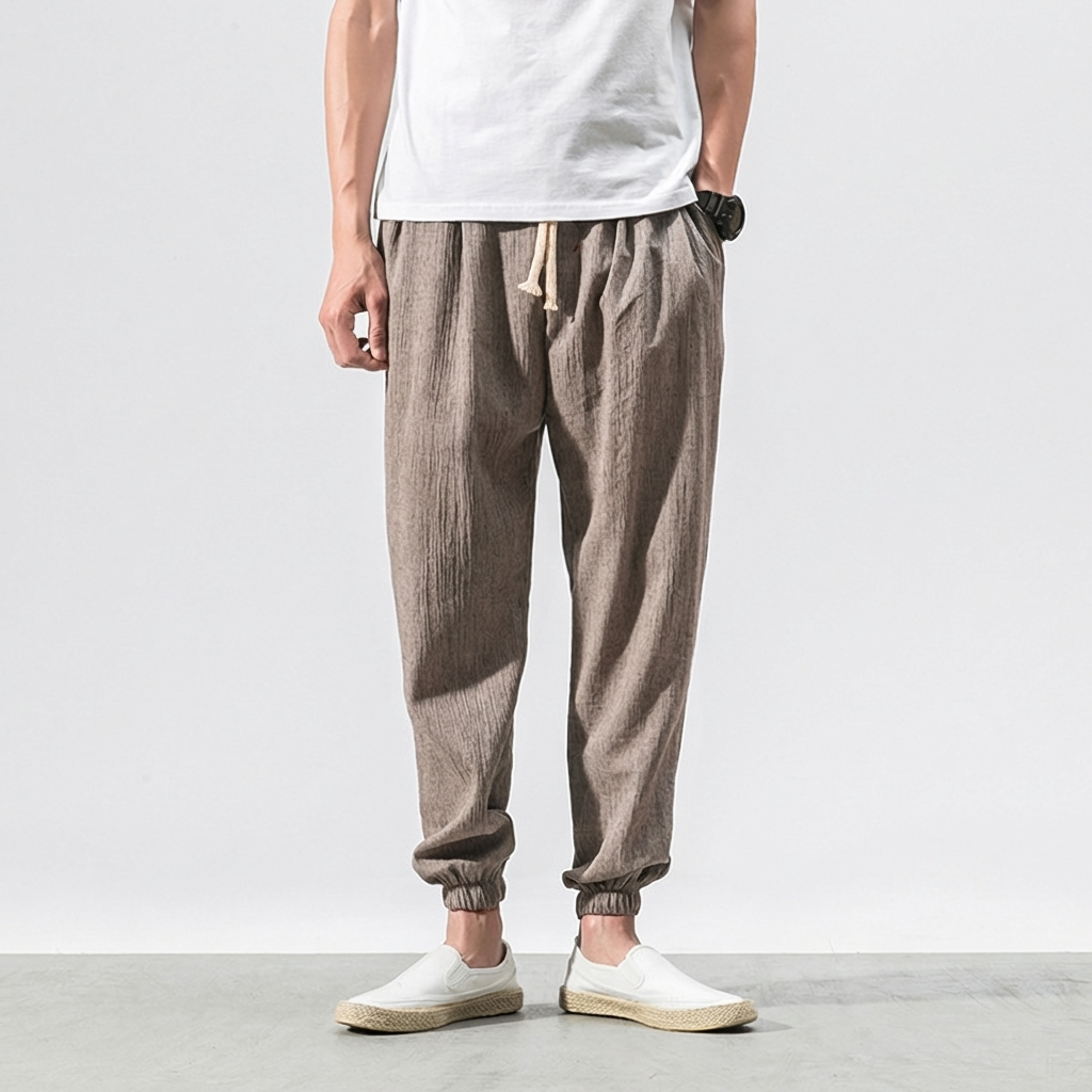 Pantaloni comodi da uomo in cotone e lino – leggeri da indossare tutti i giorni