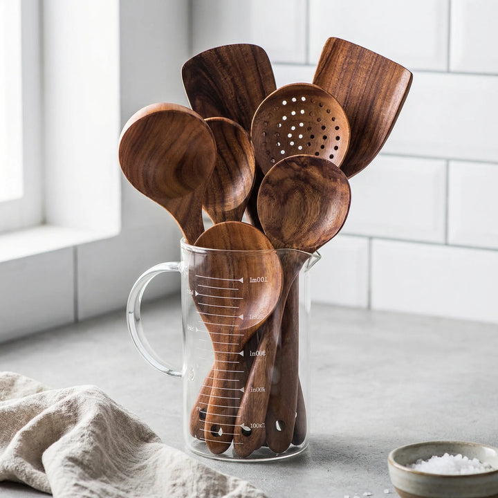 Teakivo - Set di 7 utensili in legno realizzati a mano