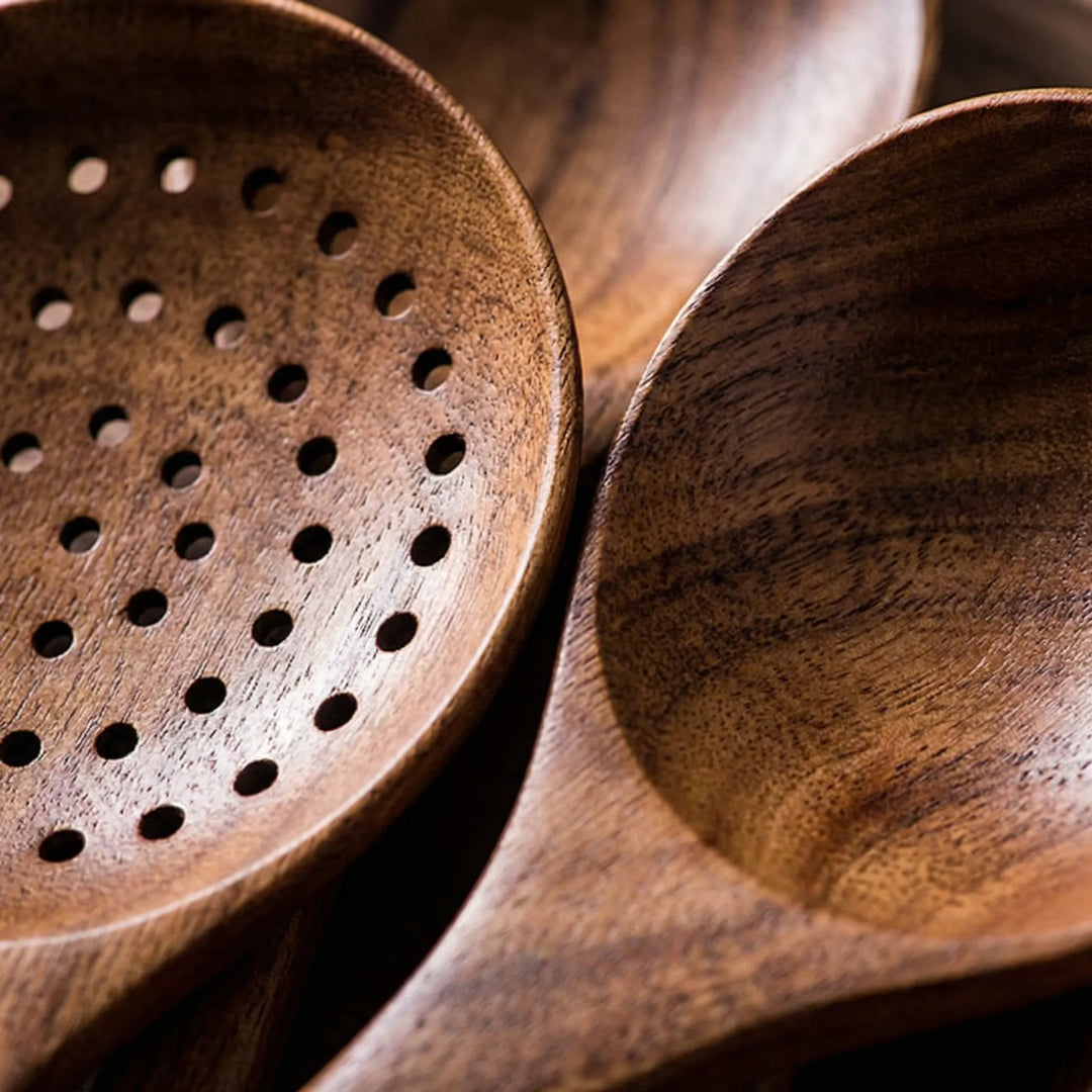 Teakivo - Set di 7 utensili in legno realizzati a mano