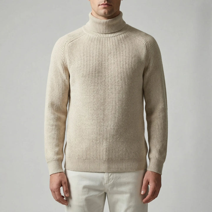 Turtwick - Maglione classico a collo alto in maglia fine