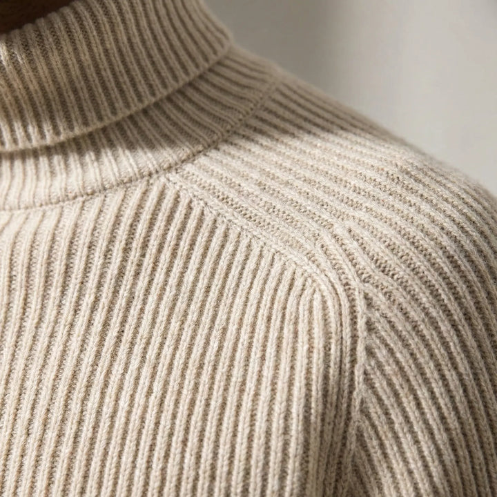 Turtwick - Maglione classico a collo alto in maglia fine