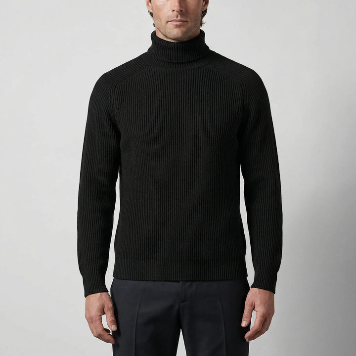 Turtwick - Maglione classico a collo alto in maglia fine