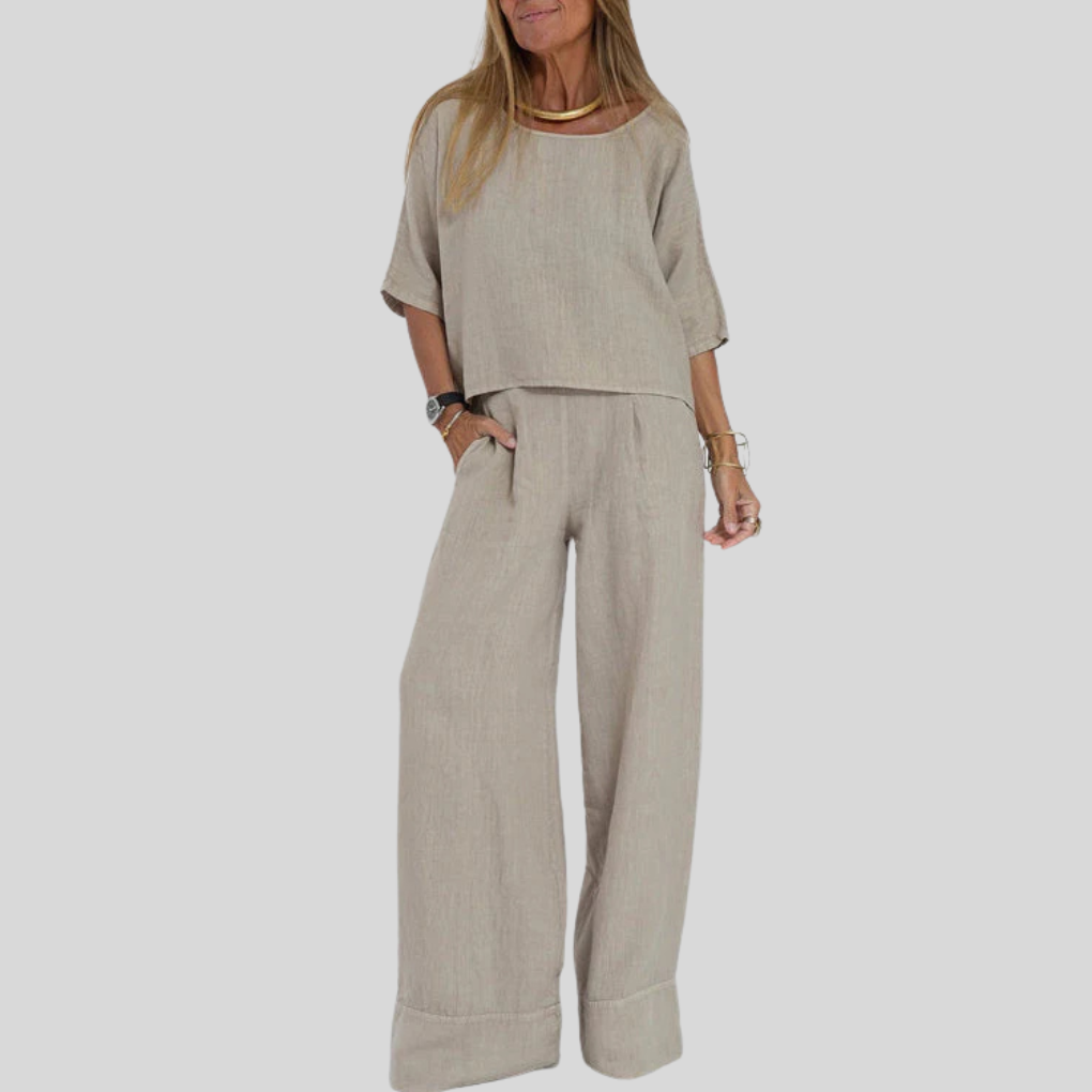 Set due pezzi in cotone e lino