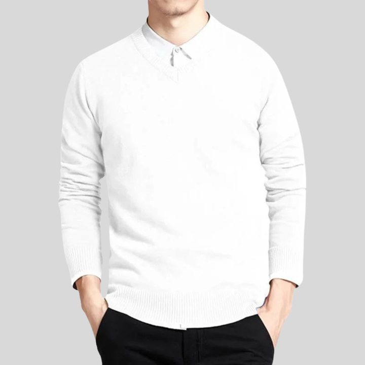 Maglione in cotone con scollo a V da uomo