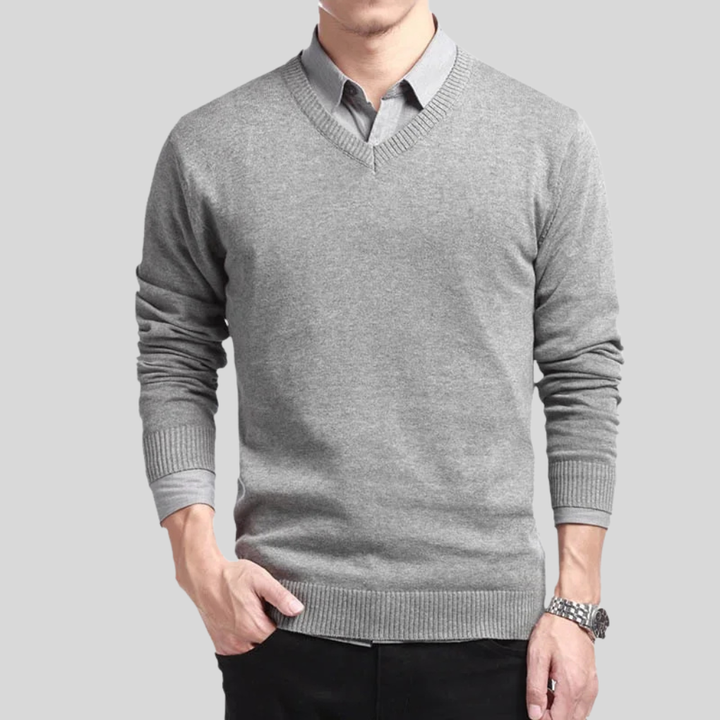 Maglione in cotone con scollo a V da uomo