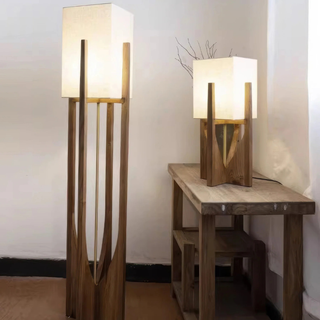 Lampada da terra in noce