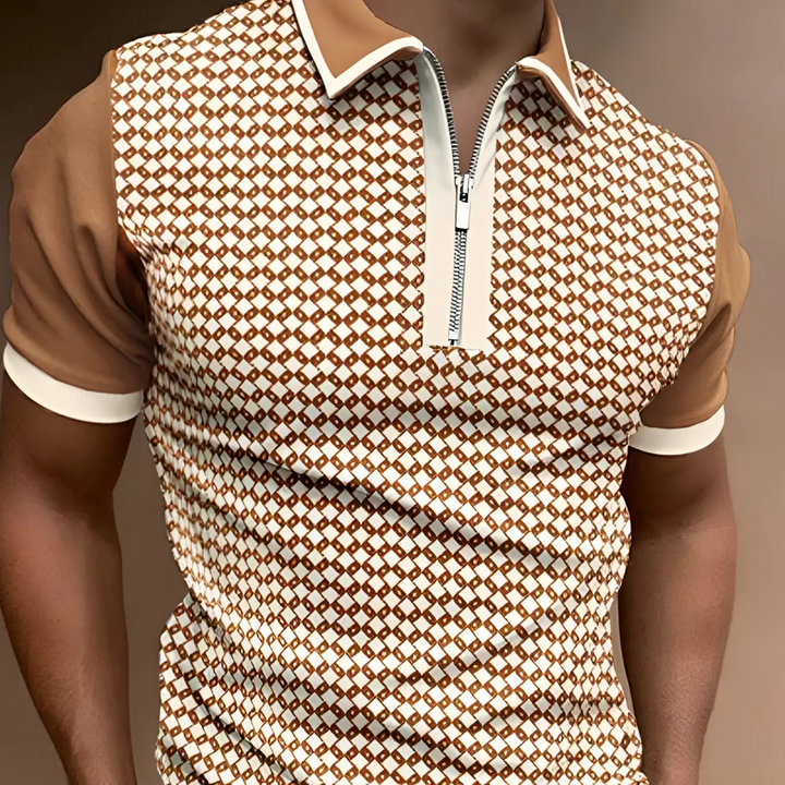 Men's shirt with zipper and retro stripes