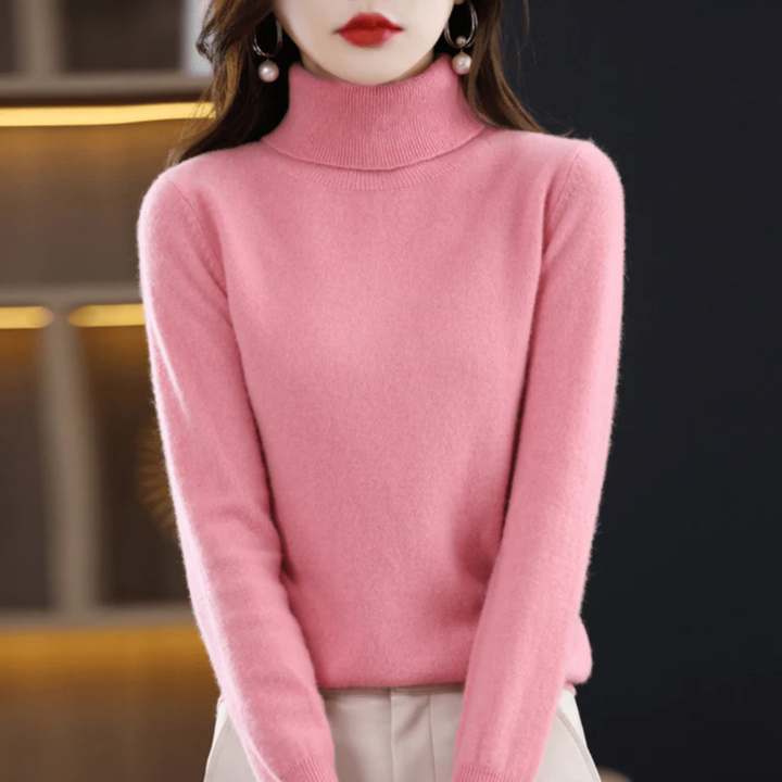 Fine-knit turtleneck sweater for women