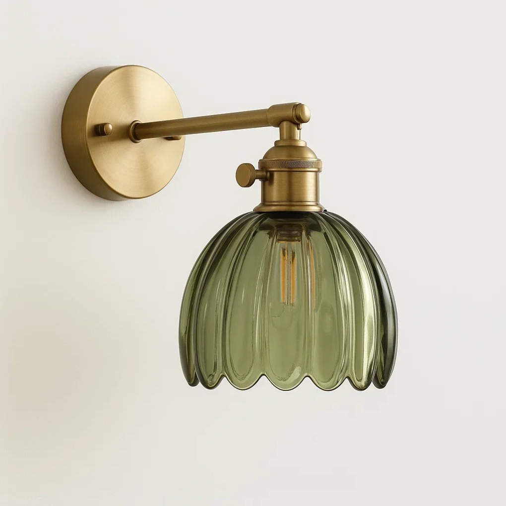 Lampada da parete retrò in vetro a tulipano