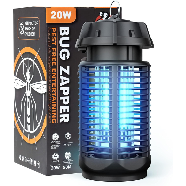 Killer di insetti elettrico con luce UV da 20W e 4200V rete, impermeabile IPX4