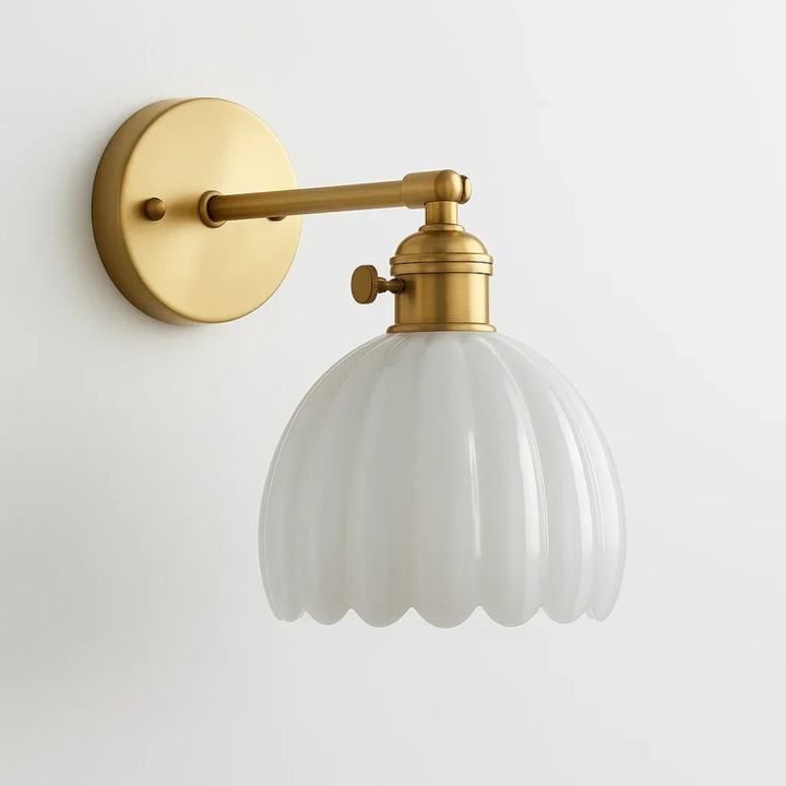 Lampada da parete retrò in vetro a tulipano