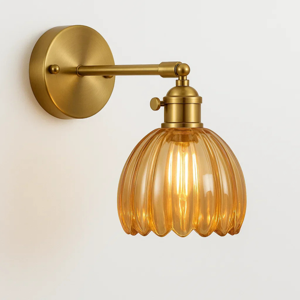 Lampada da parete retrò in vetro a tulipano