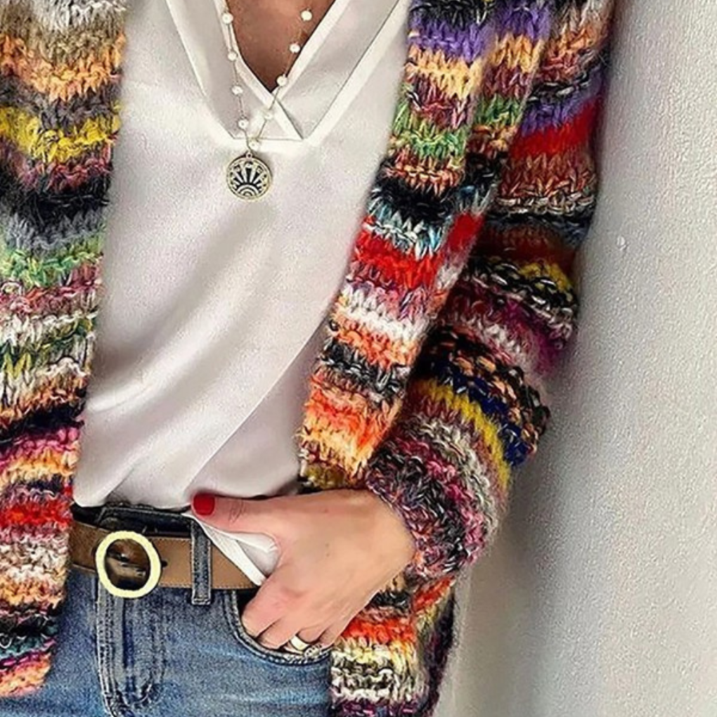 Maglia lunga con stampa a righe da donna
